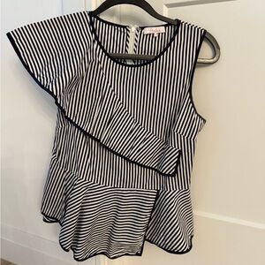 Women’s PARKER “Carly” Blue & White Striped Peplum Top .Size Medium-Like New!!